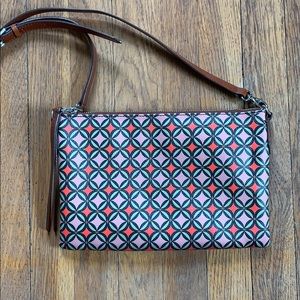Fossil Leather Geometric Crossbody